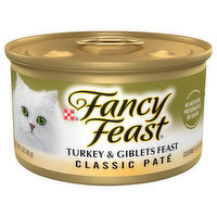Purely Fancy Feast Pate Wet Cat Food, Classic Pate Turkey & Giblets Feast, 3 Ounce