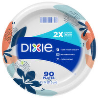 Dixie Paper Plates, 8.5 Inch Lunch and Dinner Plate (Design May Vary), 90 Each