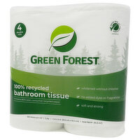 Green Forest Bathroom Tissue, Premium 100% Recycled, Double, Two-Ply, 4 Each