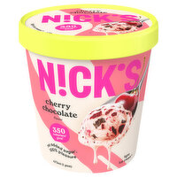 Nick's Ice Cream, Light, Swedish-Style, Cherry Choka-Flaka, 16 Ounce