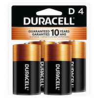 Duracell Coppertop D Alkaline Batteries Primary Major Cells, 4 Each