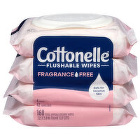 Cottonelle Flushable Wipes Fragrance Free, 4 Each