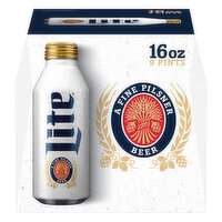 Miller Lite Lager Beer, Light Beer, 9 Each