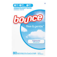 Bounce Free & Gentle Fabric Softener Dryer Sheets, 80 Each