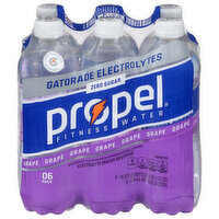 Propel Water Beverage, Zero Calorie, Vitamin Enhanced, Grape, 6 Each