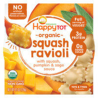 Happy Tot Squash Ravioli with Squash, Pumpkin & Sage Sauce, 4.5 Ounce