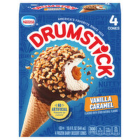Drumstick Vanilla Caramel Frozen Dairy Dessert Cones, 4 Each
