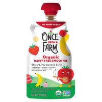 Once Upon a Farm Strawberry Banana Swirl Organic Dairy-Free Kids Smoothie Pouch, 4 Ounce