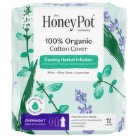 Honey Pot Herbal Pads Overnight Wings, 12 Each