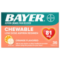Bayer Aspirin, Low Dose, 81 mg, Chewable Tablets, Orange Flavored, 36 Each
