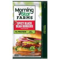 Morning Star Farms Veggie Burgers, Plant Based Protein, Frozen Meal, Spicy Black Bean, 9.5 Ounce