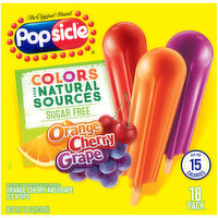 Popsicle Sugar Free Ice Pops Orange Cherry Grape, 18 Each