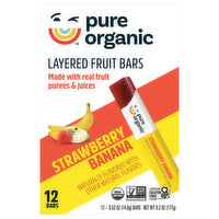 Pure Organic Layered Fruit Bars, Strawberry & Banana Fruit Snacks, 12 Each