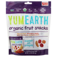 YumEarth Fruit Snacks, Organic, Assorted, 5 Snack Packs, 5 Each