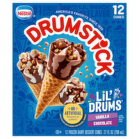 Drumstick Vanilla and Chocolate with Chocolatey Swirls Sundae Cones, 12 Each