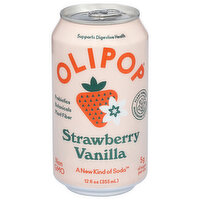 OLIPOP Prebiotic Soda, Strawberry Vanilla, 12 Ounce