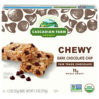 Cascadian Farm Granola Bars, Dark Chocolate Chip, Chewy, 6 Each