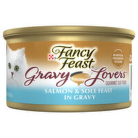 Purely Fancy Feast Gravy Lovers Salmon & Sole Feast in Seared Salmon Flavor Gravy Cat Food, 3 Ounce
