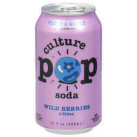 Culture Pop Soda Wild Berries Basil And Lime, 12 Ounce