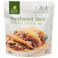 Simply Organic Simmer Sauce For Beef Southwest Taco, 8 Ounce