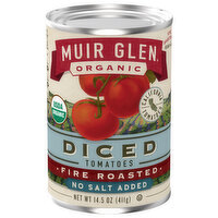 Muir Glen Diced Tomatoes Fire Rstd No Salt, 14.5 Ounce