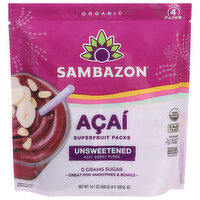 Sambazon Acai Superfruit Packs, Pure Unsweetened, Organic, 4 Each