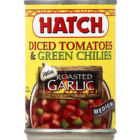 HATCH Diced Tomatoes & Green Chilies, with Roasted Garlic, Medium, 10 Ounce
