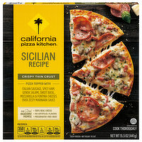 California Pizza Kitchen Sicilian Recipe Frozen Pizza with Crispy Thin Crust, 15.5 Ounce