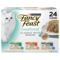 Purely Fancy Feast Pate Wet Cat Food Variety Pack, Seafood Classic Pate Collection, 24 Each