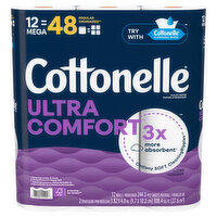 Cottonelle Ultra ComfortCare Mega Roll Toilet Paper Bath Tissue, 12 Each