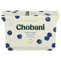 Chobani Yogurt, Greek, Non-Fat, Blueberry, On The Bottom, Value 4 Pack, 4 Each