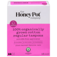 Honey Pot Organic Tampons Regular, 18 Each