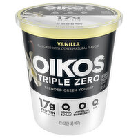 Dannon Oikos Triple Zero Vanilla Greek Yogurt, 32 Ounce