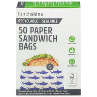 Lunch Skins Paper Sandwich Bags, Shark, 50 Each