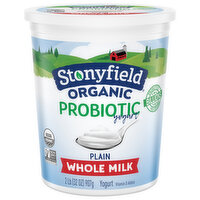Stonyfield Organic Plain Whole Milk Probiotic Yogurt, 32 Ounce