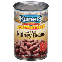 Kuners Kidney Beans, No Salt Added, Dark Red, 15 Ounce