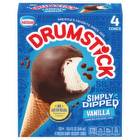 Drumstick Vanilla Frozen Dairy Dessert Cones, 4 Each