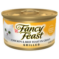 Purely Fancy Feast Gravy Wet Cat Food, Grilled Chicken & Beef Feast, 3 Ounce