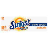 Sunkist Zero Sugar Orange Soda, 12 Each