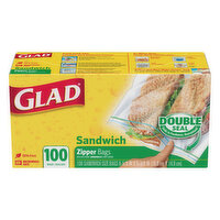 Glad Sandwich Zipper Food Storage Bags, 100 Each