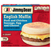 Jimmy Dean Sausage, Egg & Cheese English Muffin Breakfast Sandwiches, Frozen, 4 Each
