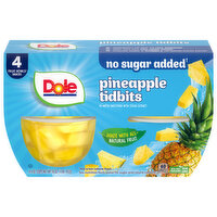 Dole No Sugar Added Pineapple Tidbits, 4 Each