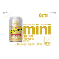Schweppes Zero Sugar Tonic Water, 6 Each