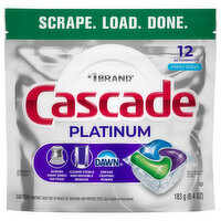 Cascade Platinum Dishwasher Pods, Fresh Scent, 12 Each