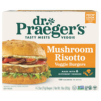 Dr. Praeger's Veggie Burgers, Gluten Free, Mushroom Risotto, 10 Ounce