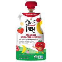 Once Upon a Farm Strawberry Banana Swirl Organic Dairy-Free Kids Smoothie Pouch, 4 Ounce