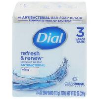 Dial Antibacterial Deodorant Bar Soap, White, 3 Each