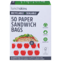 Lunch Skins Paper Sandwich Bags, Apple, 50 Each