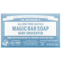 Dr. Bronner's Bar Soap, Pure-Castile, All-One Hemp, Baby Unscented, 5 Ounce