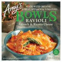Amy's Kitchen Frozen Bowls, Spinach & Ricotta Cheese Ravioli, Non-GMO, 8.5 Ounce